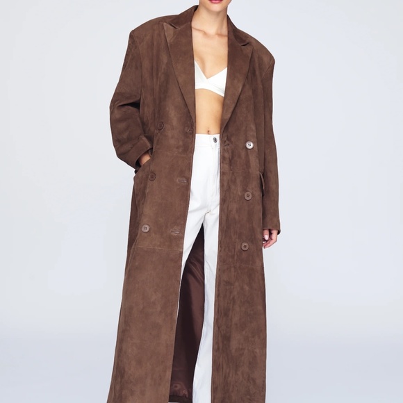 Ducie Aggie Suede Maxi Leather Coat SIZE XS - Picture 2 of 15